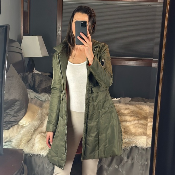 Storets Army Green Puffer Zipper Jacket Coat XS/S - Picture 5 of 17